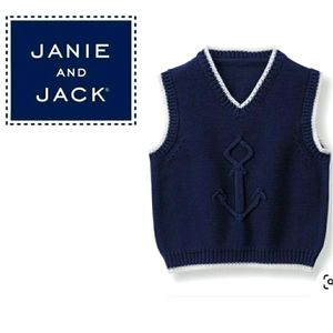 Janie and Jack Anchor Knit Sweater Vest Blue 6-12 Months